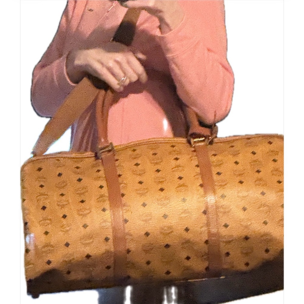 MCM Brown Visetos Monogram Large Size Duffel Bag with Leather Trim 🔥 - Picture 6 of 16